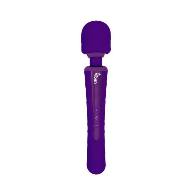 Viben Obsession rechargeable wand massager in violet color, featuring a smooth silicone head and bendable neck.