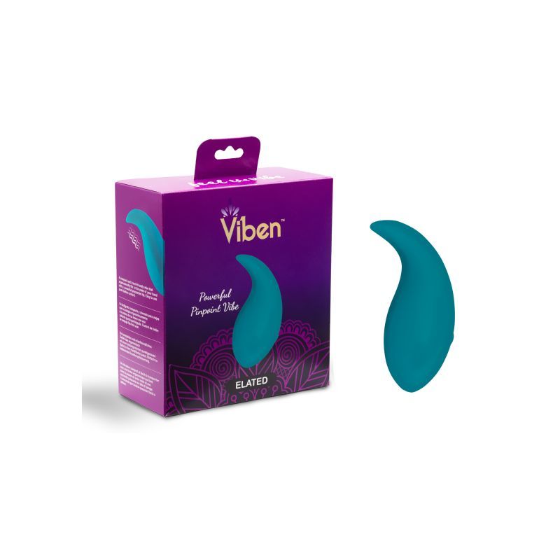 Viben Elated Pinpoint Rechargeable Vibe Ocean packaging with product displayed for intimate essentials.