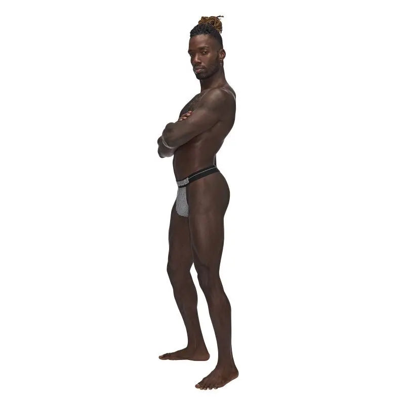 Male Power Sexagon Micro V Thong Grey Male Power Discreet Intimate Essentials.