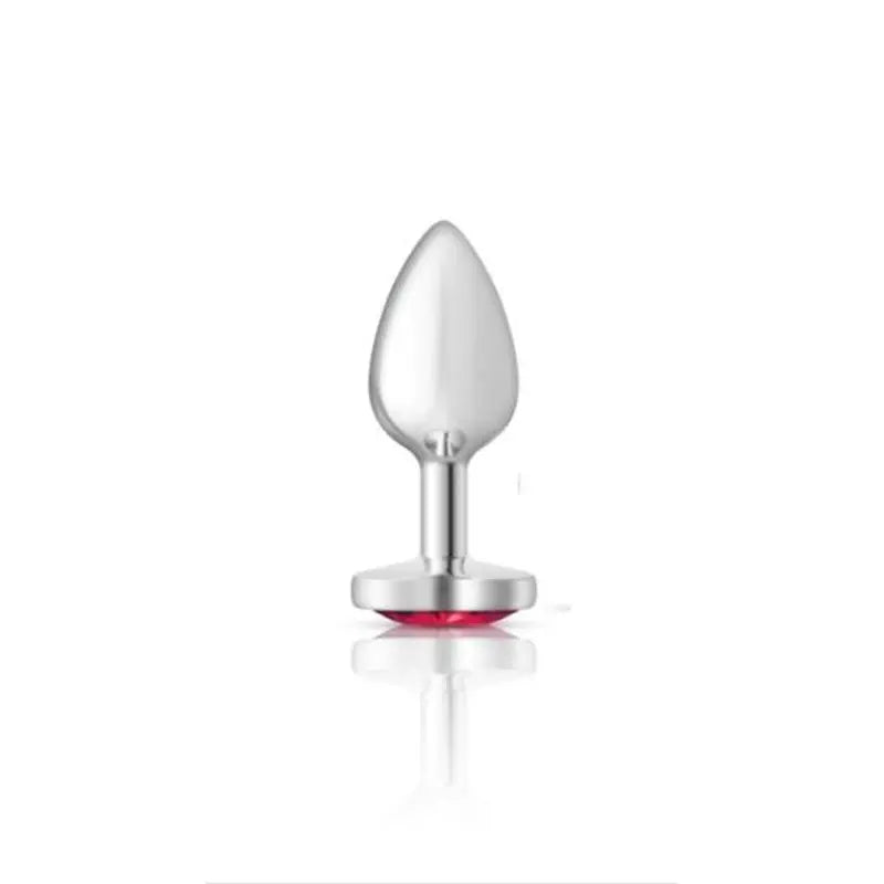 Cheeky Charms Silver Metal  Butt Plug w Heart Pink Jewel Small Cheeky Charms Discreet Intimate Essentials.