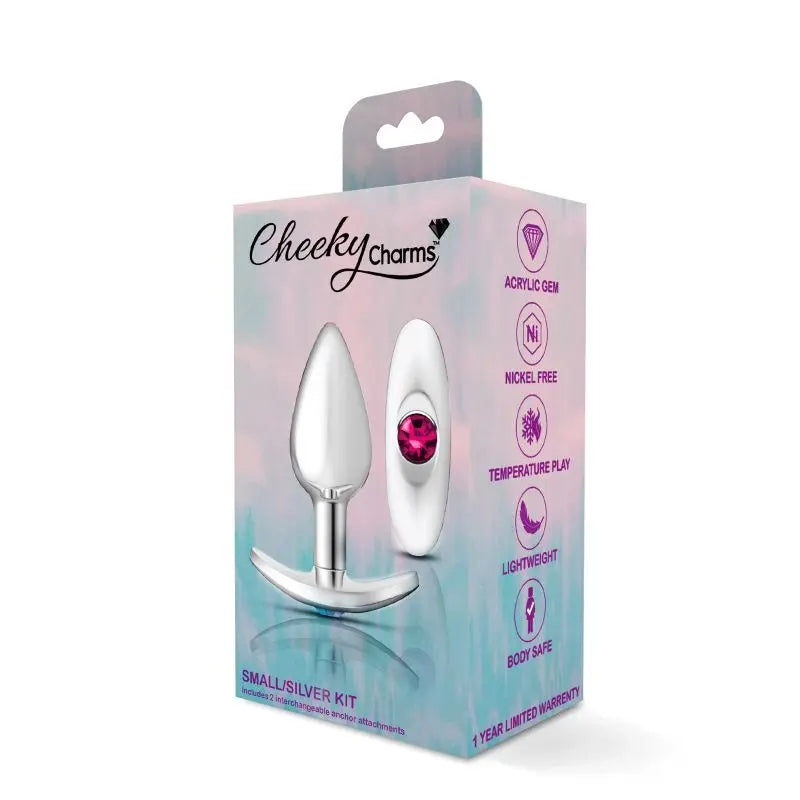 Cheeky Charms Silver Anchor Butt Plug  w Clear and Teal Jewel Kit Cheeky Charms Discreet Intimate Essentials.