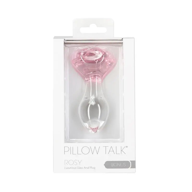 Pillow Talk Rosy Luxurious Glass Anal Plug w Clear Gem Pillow Talk Discreet Intimate Essentials.