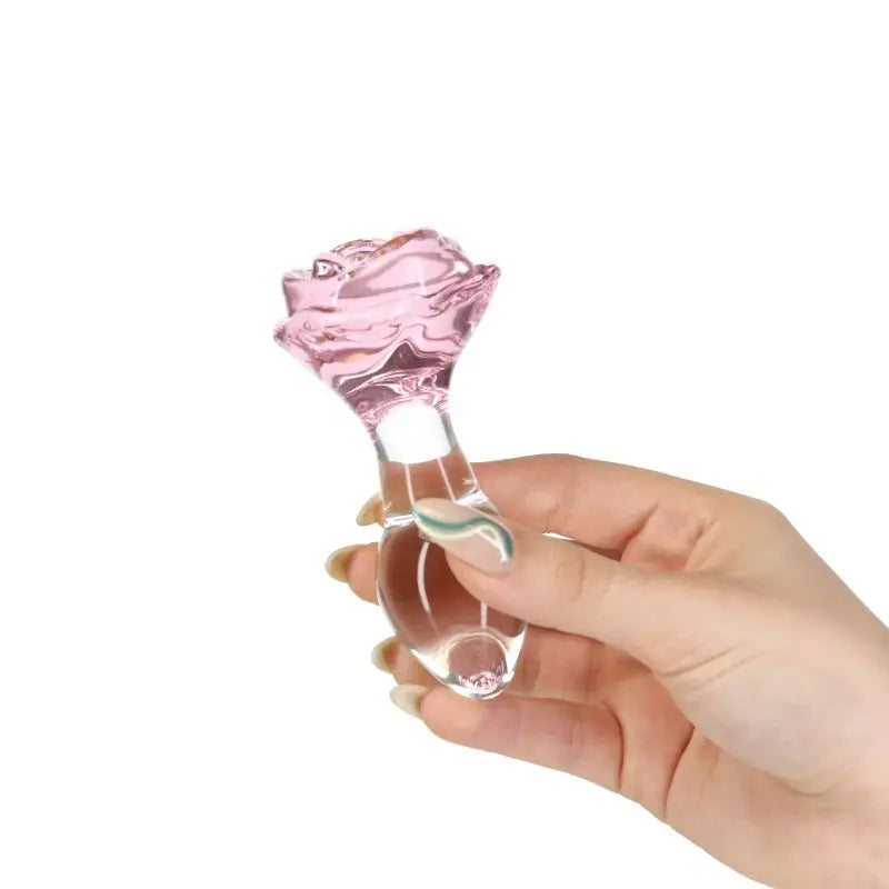 Pillow Talk Rosy Luxurious Glass Anal Plug w Clear Gem Pillow Talk Discreet Intimate Essentials.