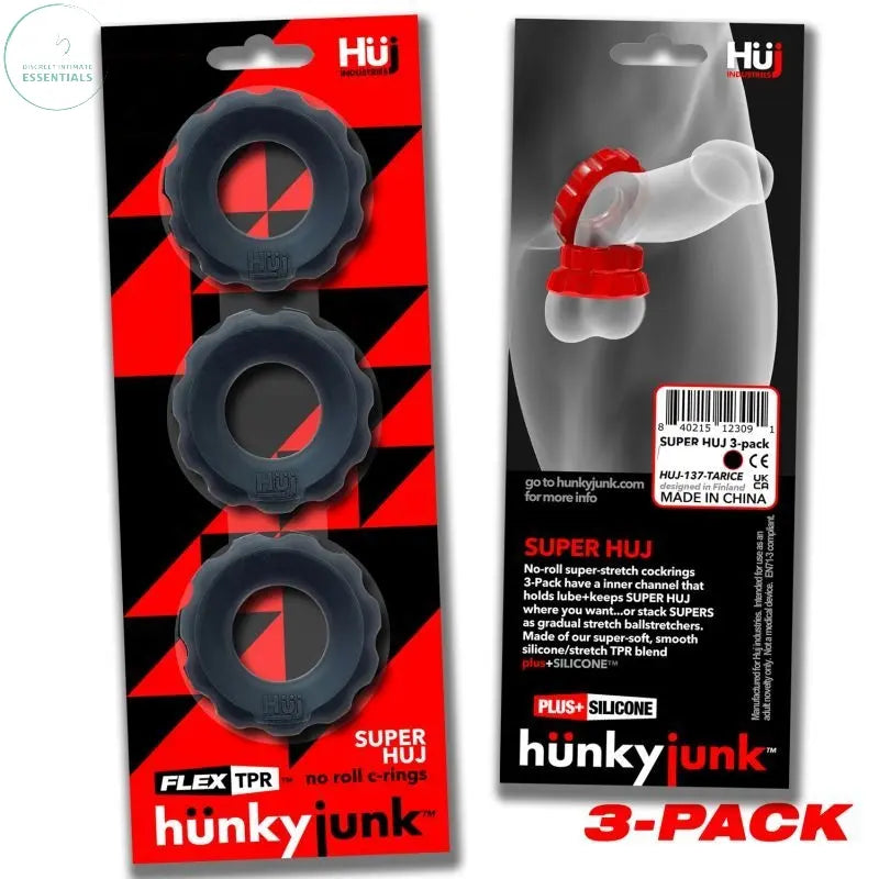 Affordable quality Super Hunkyjunk 3 Pc Cockrings Tar Ice  from Hunkyjunk by Discreet Intimate Essentials with Discreet Delivery 