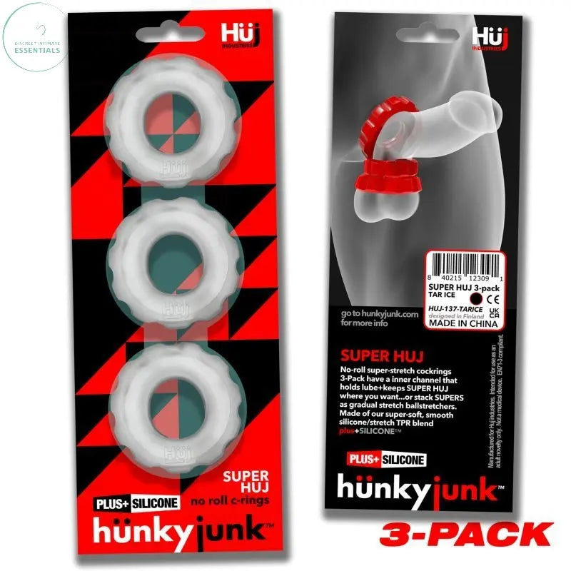 Affordable quality Super Hunkyjunk 3 Pc Cockrings Clear Ice  from Hunkyjunk by Discreet Intimate Essentials with Discreet Delivery 