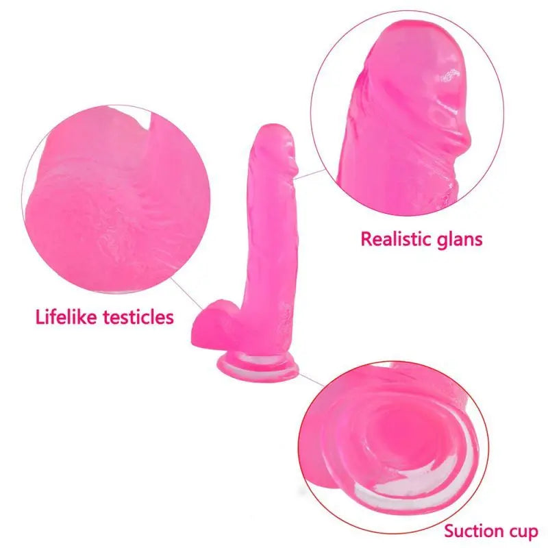 Jelly Studs 8in Crystal Dildo Large Pink Lovetoy Discreet Intimate Essentials.
