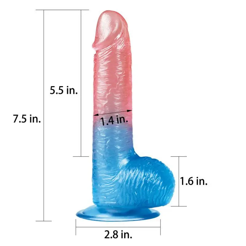 Dazzle Studs Dildo 7.5in Pink/Blue Lovetoy Discreet Intimate Essentials.