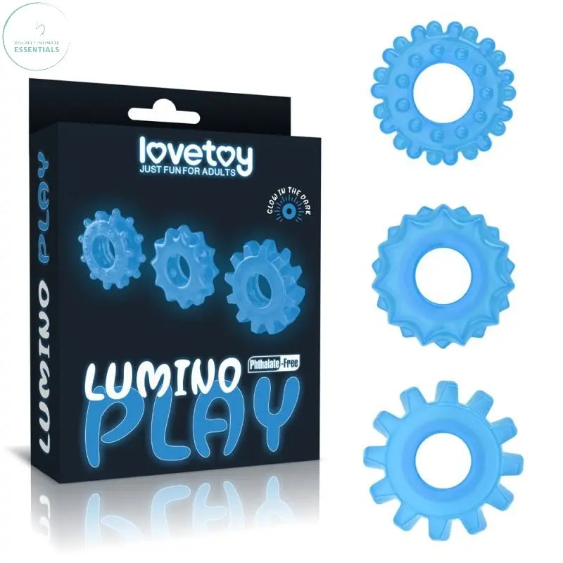 Affordable quality Lumino Play Penis Rings 3 Pc  from Lovetoy by Discreet Intimate Essentials with Discreet Delivery 