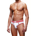 Prowler Open Back Brief White/Red showcasing stylish backless design with red and white waistband and Prowler logo.