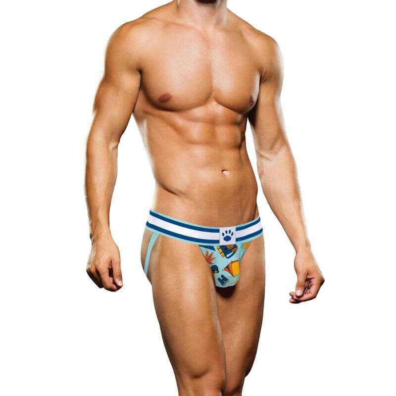 Prowler Autumn Jock showcasing a masculine design with blue and white autumn leaf motifs, perfect intimate essentials for her.