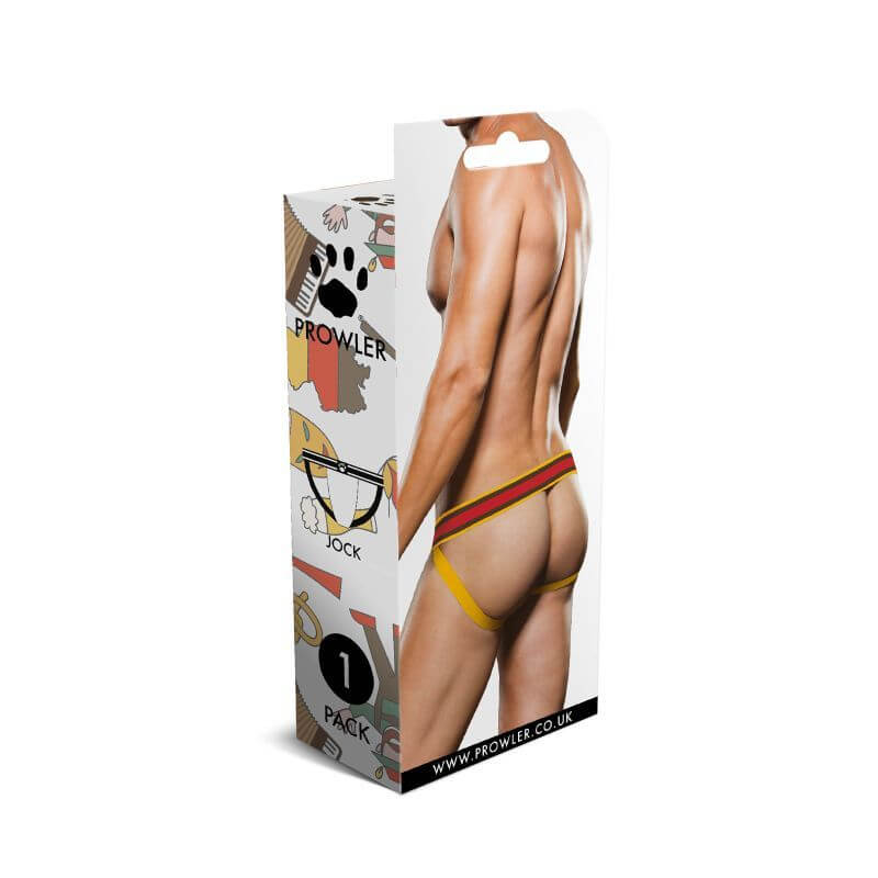 Prowler Berlin Jock packaged, showcasing vibrant colors and contoured design as intimate essentials for her.