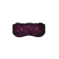 Feminine silk eye mask in magenta with lacy adornments and satin ribbon lacing for perfect fit.