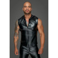 Powerwetlook Sleeveless Hooded Shirt w 2 Way Zipper Noir Discreet Intimate Essentials.