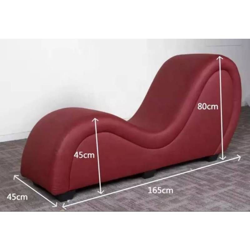 Kama Sutra Mebon Chaise Love Lounge Black dimensions showing 165cm length, 80cm height, and 45cm width.