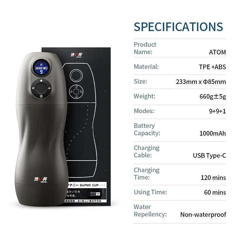 Affordable quality Atom Electronic Masturbator  from Drywell by Discreet Intimate Essentials with Discreet Delivery 