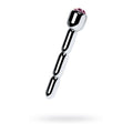 Silver urethral plug with ruby rhinestone showcasing a sleek design and decorative gemstone.