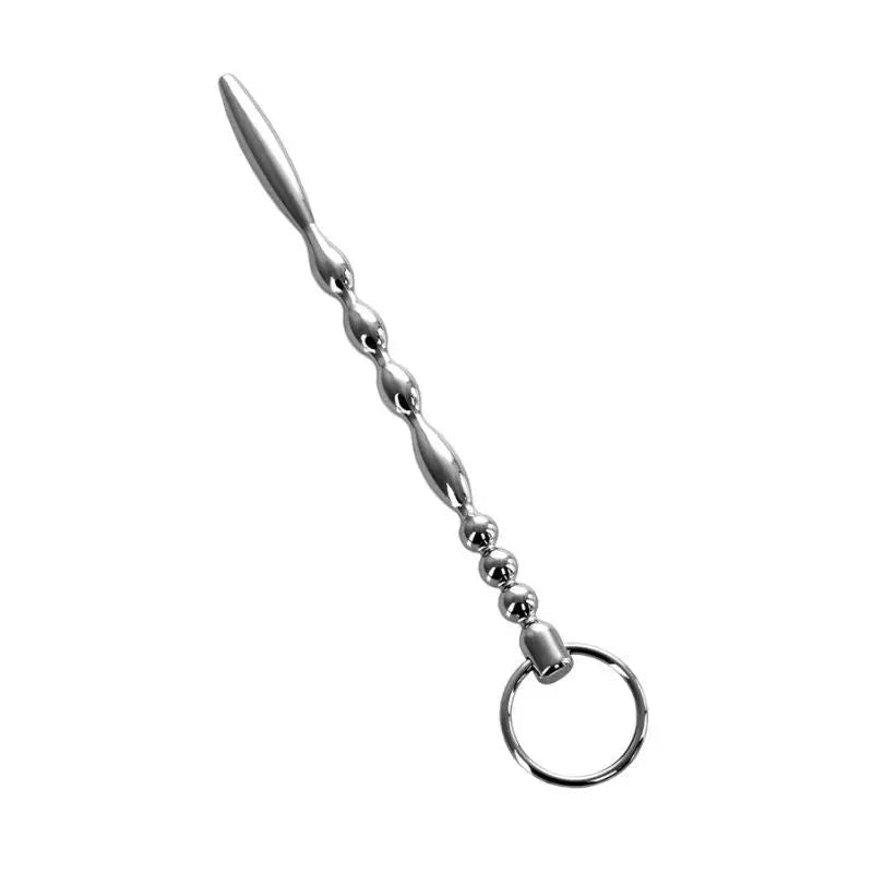 Silver Metal Urethral Plug w Ring Metal Discreet Intimate Essentials.