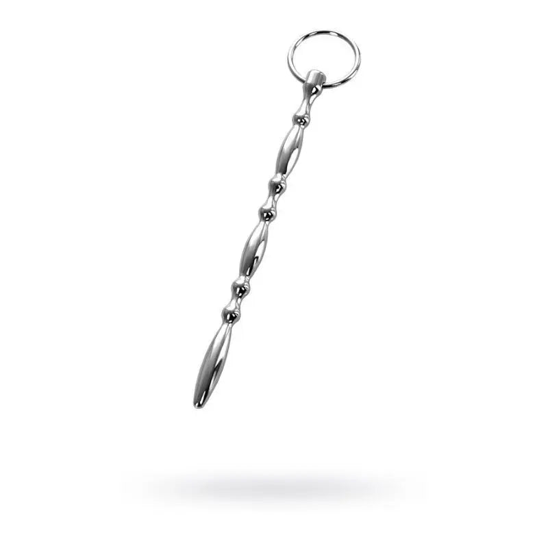 Silver Metal Beaded Urethral Plug w Ring Metal Discreet Intimate Essentials.