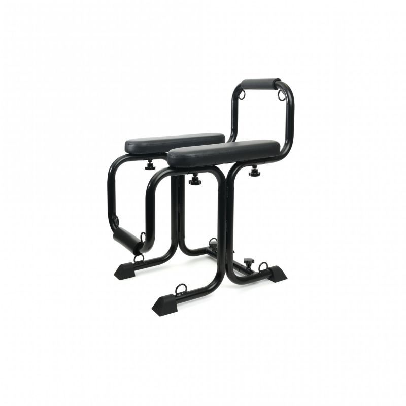 Versatile bondage love seat designed with adjustable frame and multiple bondage points for various playtime experiences.