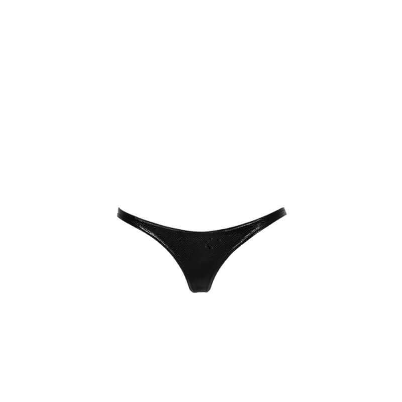 Snake wetlook thong - a sleek black thong made of snake wetlook material, perfect for enhancing your wardrobe.