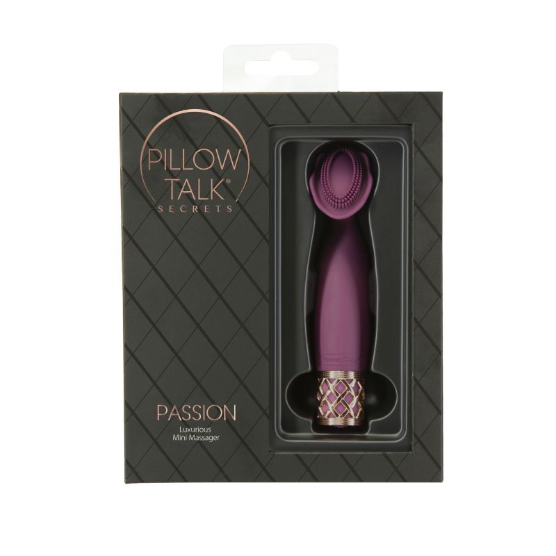 Pillow Talk Secrets Passion Massager, a petite clitoral vibrator in stylish packaging.