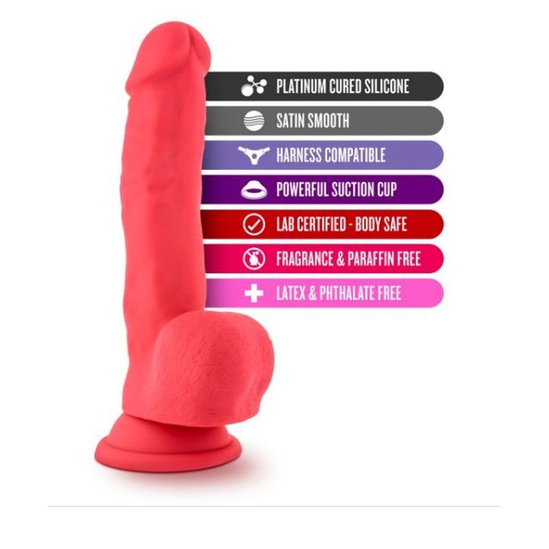 Ruse Shimmy Cherise Dong, a realistic dildo with suction cup, showcasing red silicone, G-spot stimulation, and safety features.