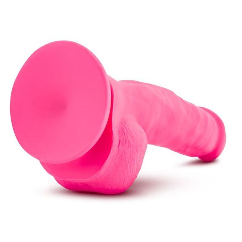 Ruse Shimmy hot pink dildo with pronounced corona and strong suction cup base for G spot stimulation.