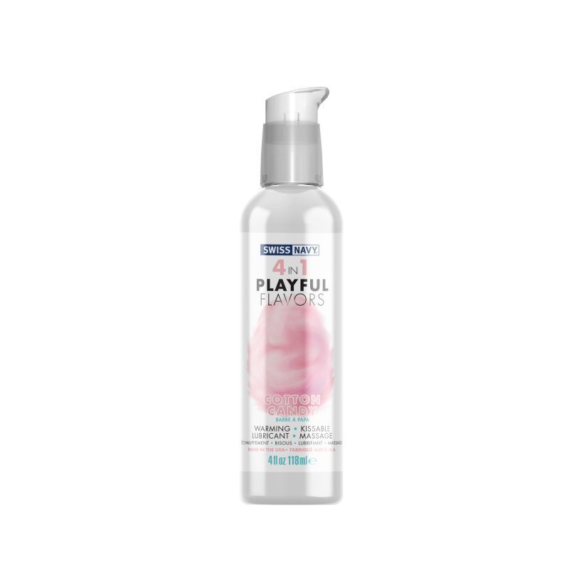 Playful Flavours 4 In 1 Cotton Candy 4oz/118ml sensual lubricant with unique sweet flavor profile.