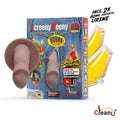 Screeny Weeny 6.0 product box with fake penis for synthetic urine and two yellow synthetic urine containers.