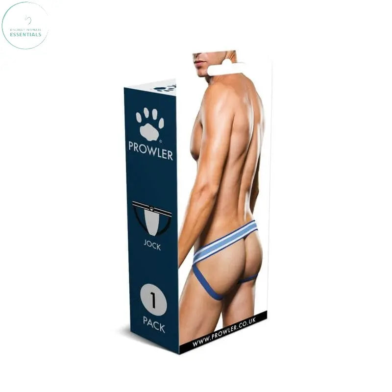 Affordable quality Prowler Jock White/Blue  from Prowler by Discreet Intimate Essentials with Discreet Delivery 