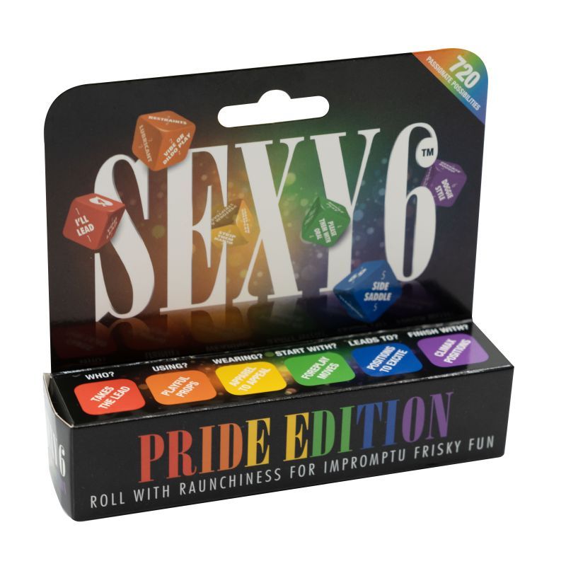 Pride Edition sexy dice game packaging showcasing colorful dice and playful scenarios.