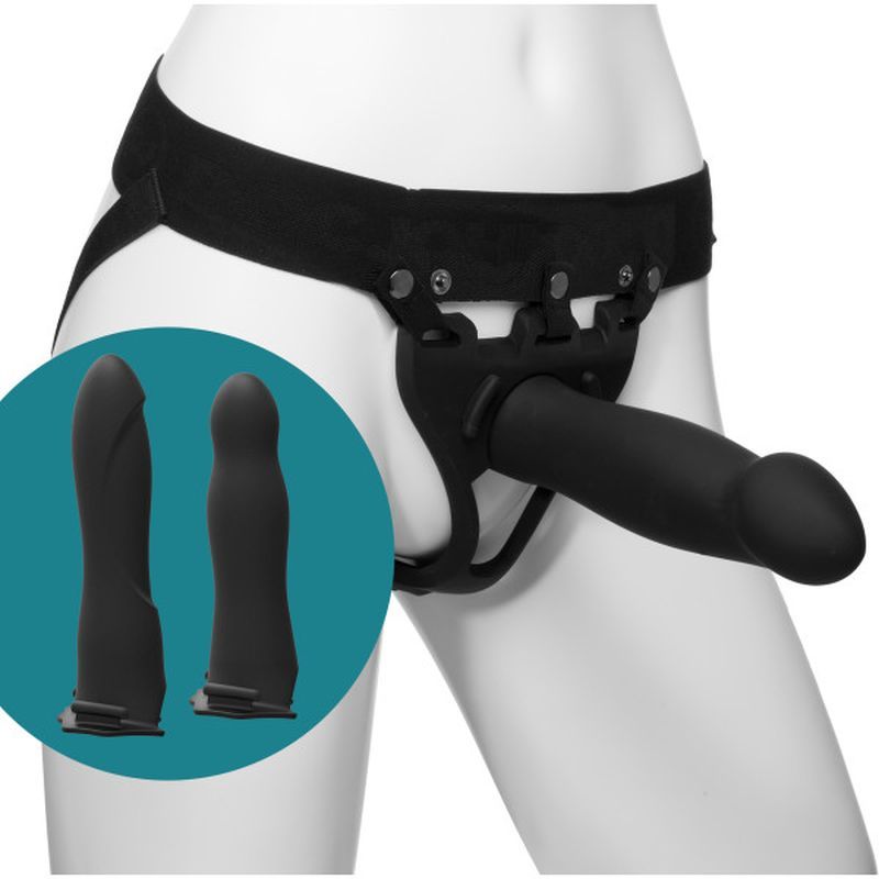 Be Ready 4 Pc -  7in, 7.5in, 8in Hollow Silicone Strap-On Set with harness and silicone attachments