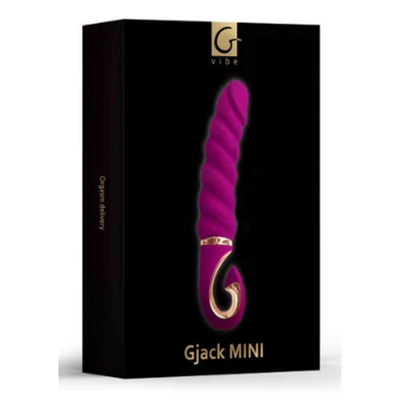 Gjack MINI Sweet Raspberry packaging featuring a realistic bioskin vibrator design with ribbed texture.