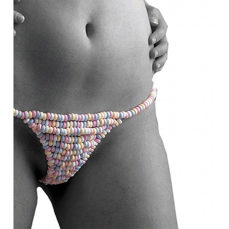 Edible candy g-string made from multi-flavored candy, perfect for fun and playful occasions.