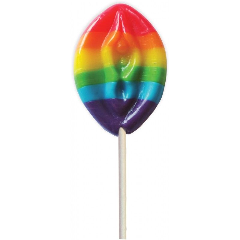 Rainbow Pussy Shaped Lollipop, colorful multi-flavoured rainbow candy, featuring a unique design for rainbow candy lollipop.