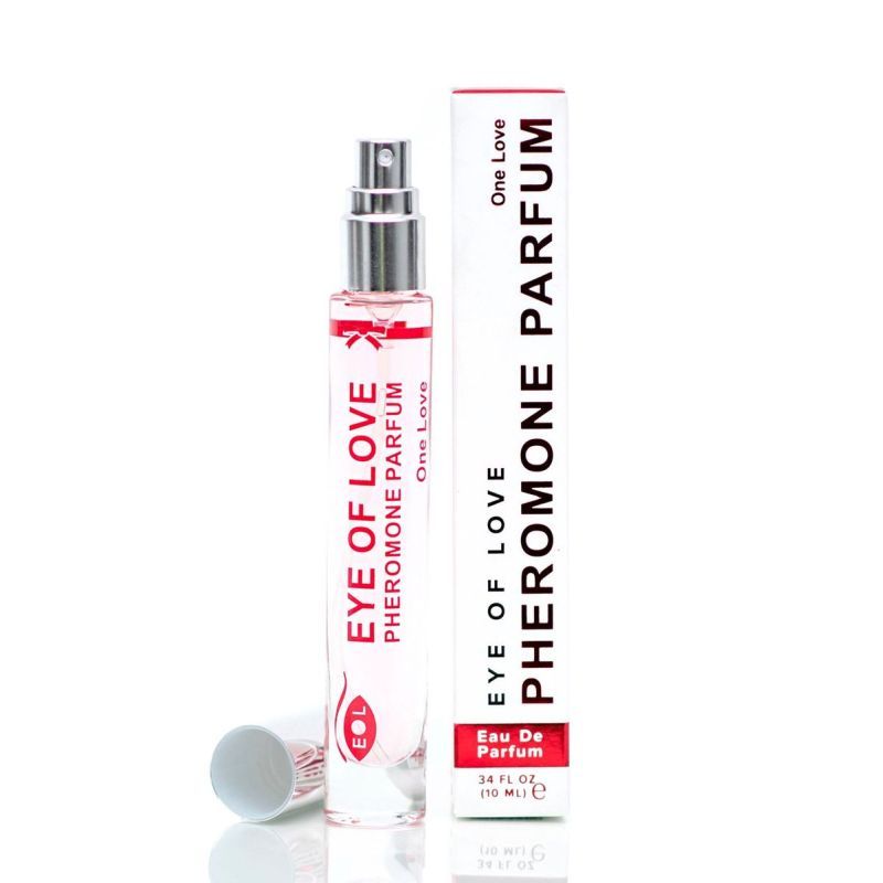 Pheromone body spray for women, One Love Pheromone Perfume in 10ml bottle, enhances allure and femininity.