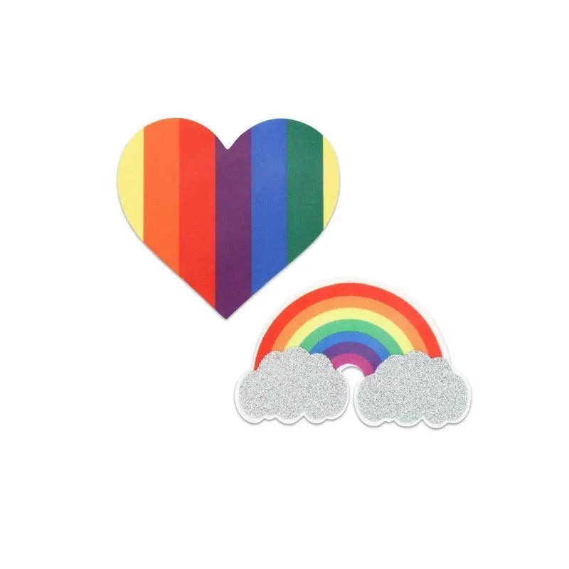 Pride Glitter Rainbows and Hearts Pasties Peekaboo Pasties Discreet Intimate Essentials.