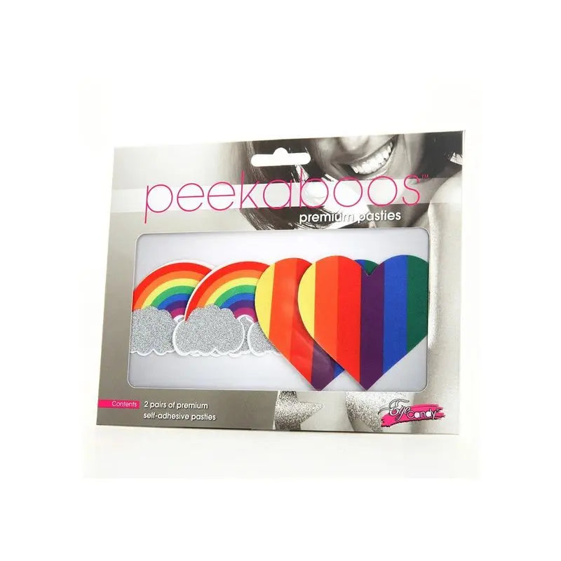 Pride Glitter Rainbows and Hearts Pasties Peekaboo Pasties Discreet Intimate Essentials.