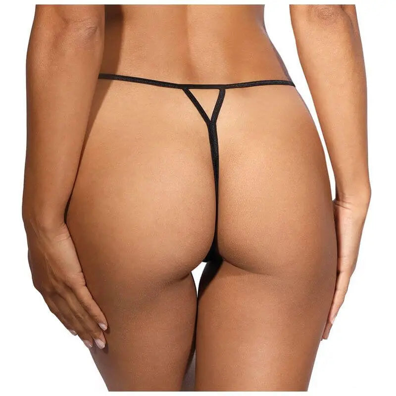 Lace Open Front G-String Black Axami Lingerie Discreet Intimate Essentials.