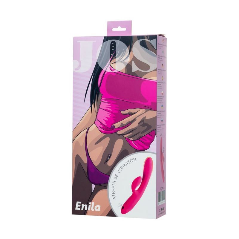 JOS Enila Dual Ended Stimulator packaging showcasing the dual ended vibrator for G-Spot and clitoral stimulation.