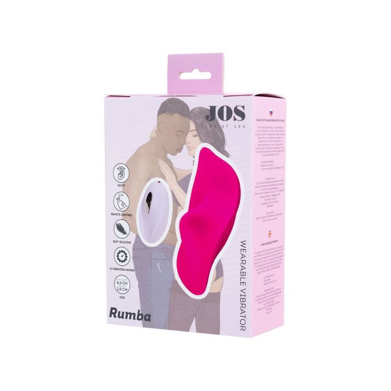 JOS Rumba Wearable Vibrator packaging featuring remote control; ideal as a wearable remote control vibrator.