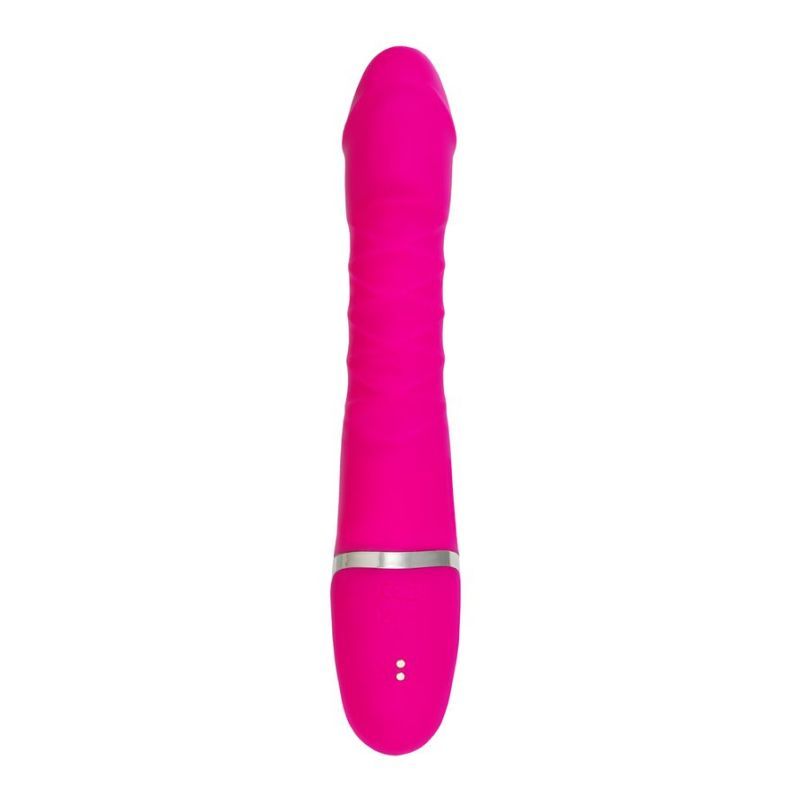 JOS To-Frolly thrusting and sucking vibrator, vivid sensations, unique design, bright pink color.