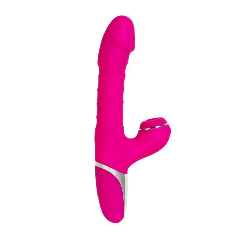 JOS To-Frolly Thrusting and Sucking Vibrator in vibrant pink color for unique orgasms and intense sensations.