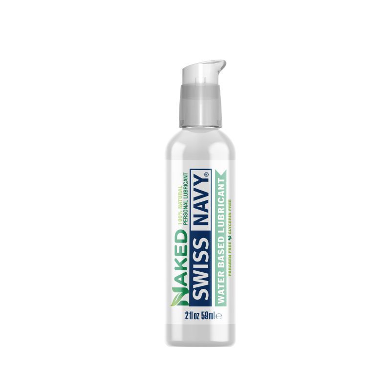 Swiss Navy All Natural Water Based Glide 2oz bottle, featuring natural water based personal lubricant for smooth pleasure.