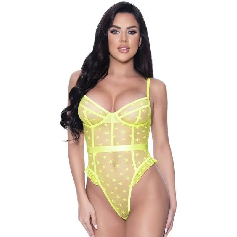 High Leg Star Teddy Exposed Lingerie Discreet Intimate Essentials.