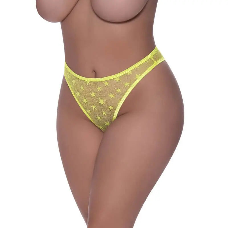 High Waist Micro Star Thong Black Exposed Lingerie Discreet Intimate Essentials.