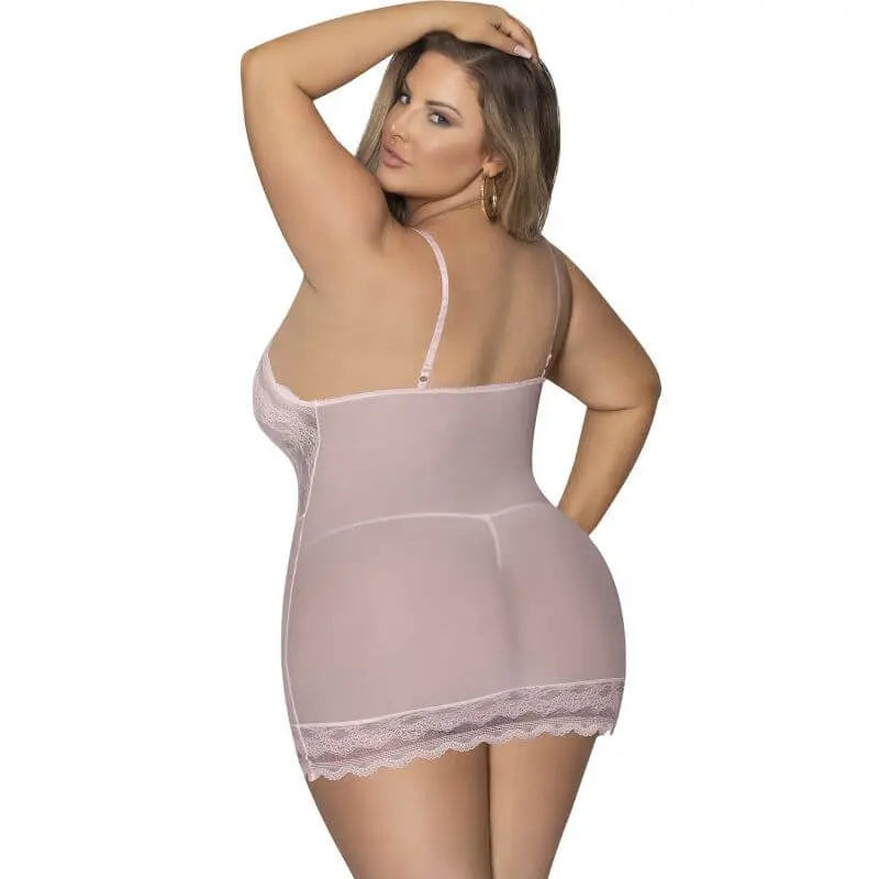 Lace Chemise and G-String Blush Exposed Lingerie Discreet Intimate Essentials.