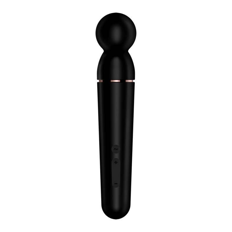 Satisfyer Planet Wand-er vibrator in black, designed for full-body massages with a rounded tip.