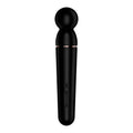 Satisfyer Planet Wand-er vibrator in black, designed for full-body massages with a rounded tip.