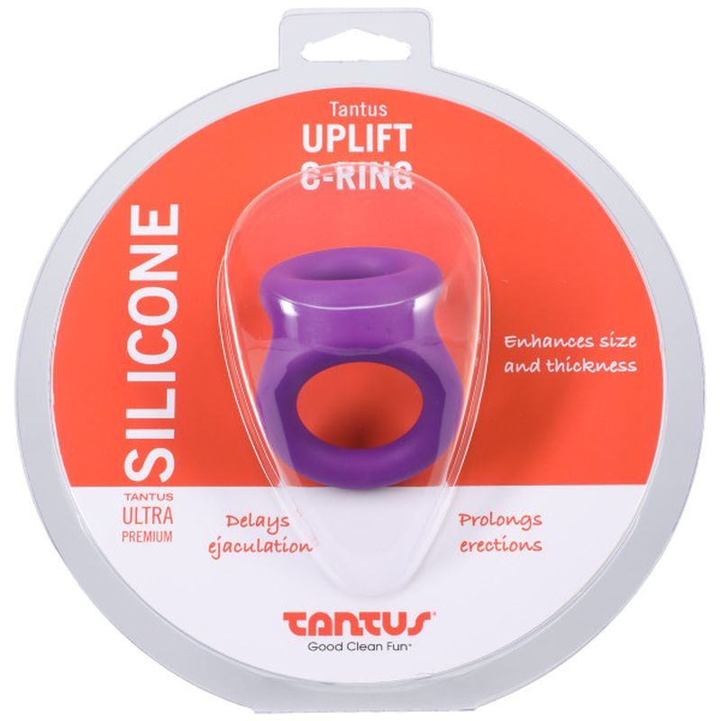 Uplift Silicone Cock Ring in lilac packaging by Tantus, designed for enhanced size, thickness, and prolonged erections.